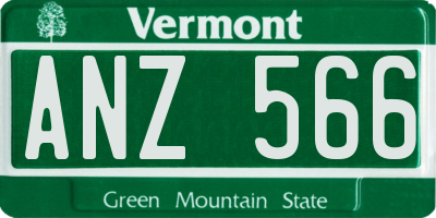 VT license plate ANZ566