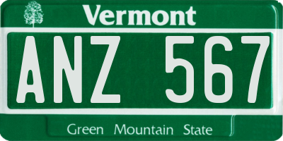 VT license plate ANZ567
