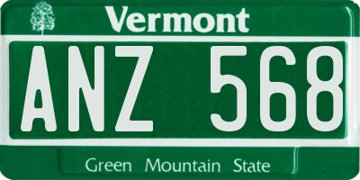 VT license plate ANZ568
