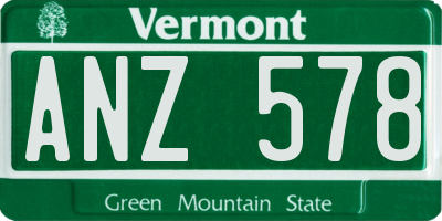 VT license plate ANZ578