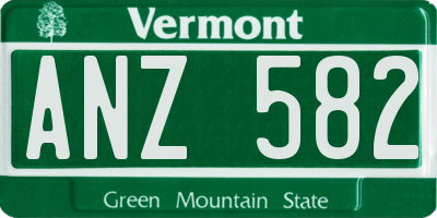 VT license plate ANZ582