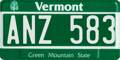 VT license plate ANZ583