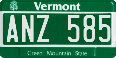 VT license plate ANZ585