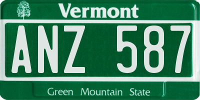 VT license plate ANZ587