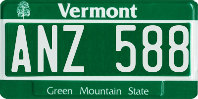 VT license plate ANZ588