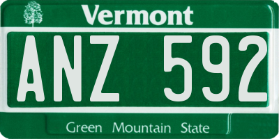 VT license plate ANZ592
