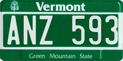 VT license plate ANZ593