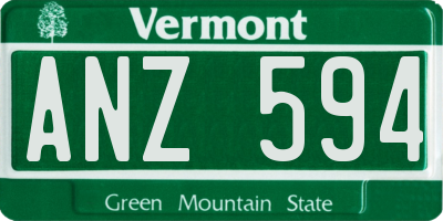 VT license plate ANZ594