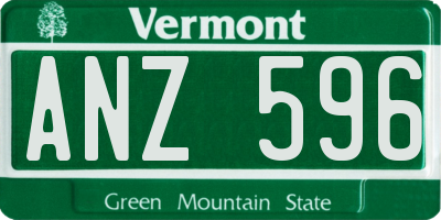 VT license plate ANZ596