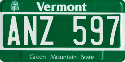 VT license plate ANZ597