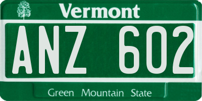 VT license plate ANZ602