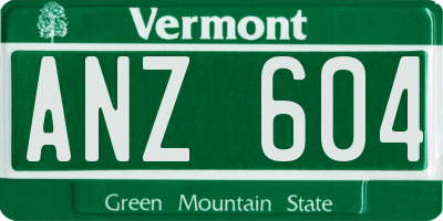 VT license plate ANZ604
