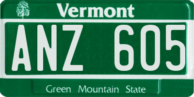 VT license plate ANZ605