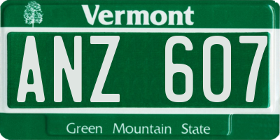 VT license plate ANZ607