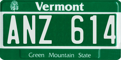 VT license plate ANZ614