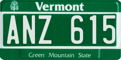 VT license plate ANZ615