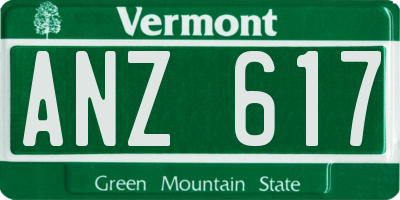 VT license plate ANZ617
