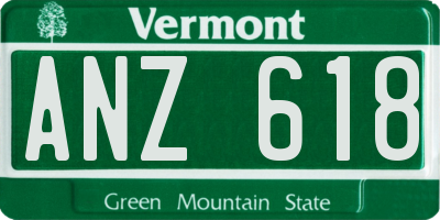 VT license plate ANZ618