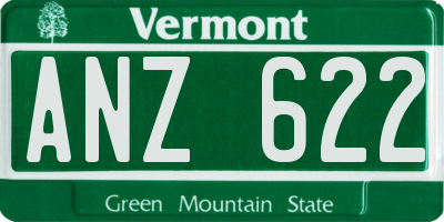 VT license plate ANZ622