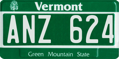 VT license plate ANZ624
