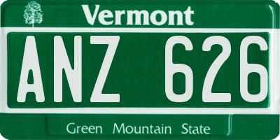 VT license plate ANZ626
