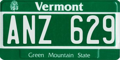 VT license plate ANZ629