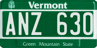 VT license plate ANZ630