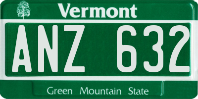 VT license plate ANZ632