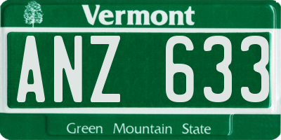 VT license plate ANZ633