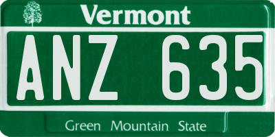 VT license plate ANZ635