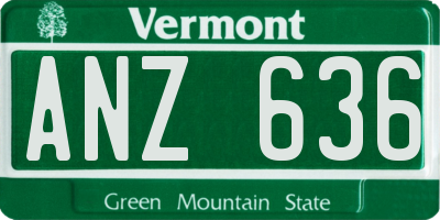 VT license plate ANZ636