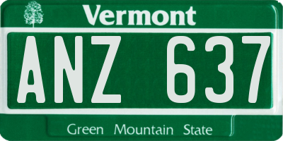 VT license plate ANZ637