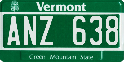 VT license plate ANZ638
