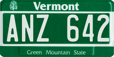 VT license plate ANZ642