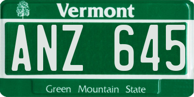 VT license plate ANZ645