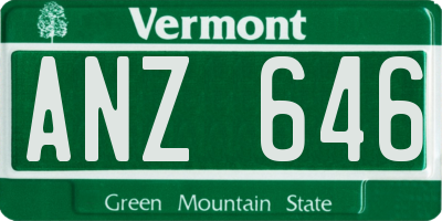 VT license plate ANZ646