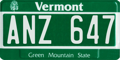 VT license plate ANZ647