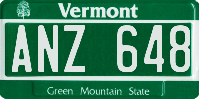 VT license plate ANZ648