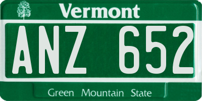 VT license plate ANZ652