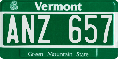 VT license plate ANZ657