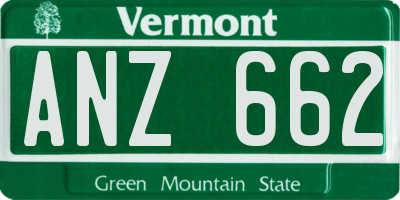 VT license plate ANZ662