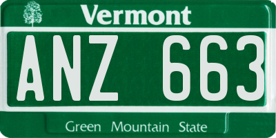 VT license plate ANZ663