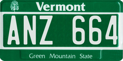VT license plate ANZ664