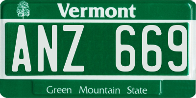 VT license plate ANZ669