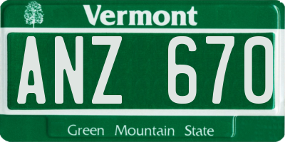 VT license plate ANZ670