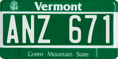 VT license plate ANZ671