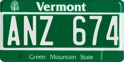 VT license plate ANZ674