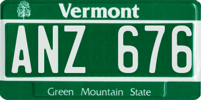 VT license plate ANZ676