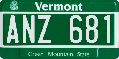 VT license plate ANZ681