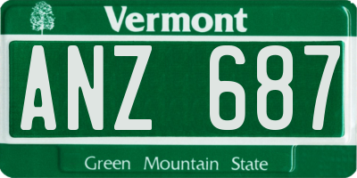 VT license plate ANZ687